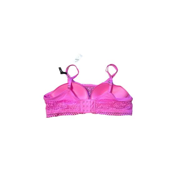 Aerie Real‎ Power Wireless Push Up Joy Hot Pink Floral Lace Bra Sz 34B NEW - Picture 2 of 6